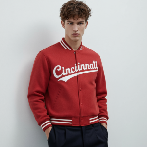 1969 Cincinnati Reds Full-Zip Red Wool Varsity Men's Letterman Bomber Jacket